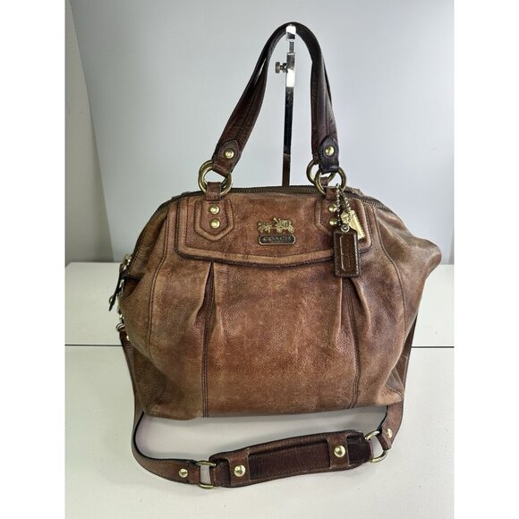 DISTRESSED Coach VTG Madison Claire Handbag Leather Brown 14334 - Picture 1 of 13